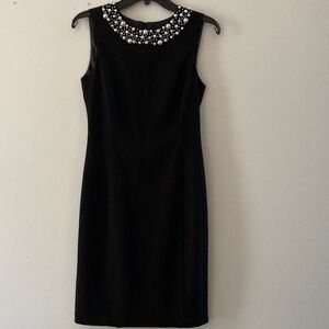 Calvin Klein Black Mini Dress with Pearl Embellishments